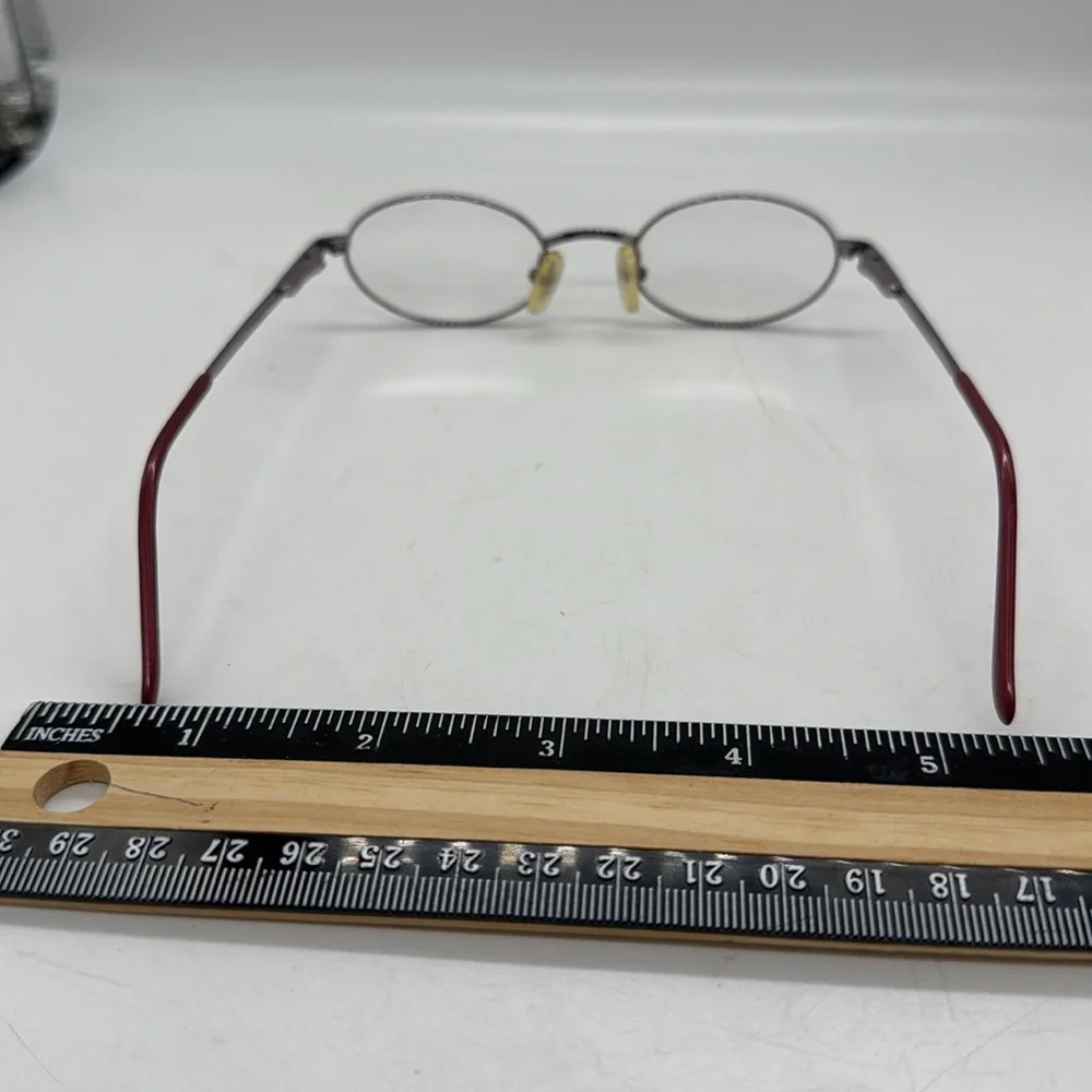 Kids Silver Metal Eyeglasses Frame Spring Arms Pink Endpieces